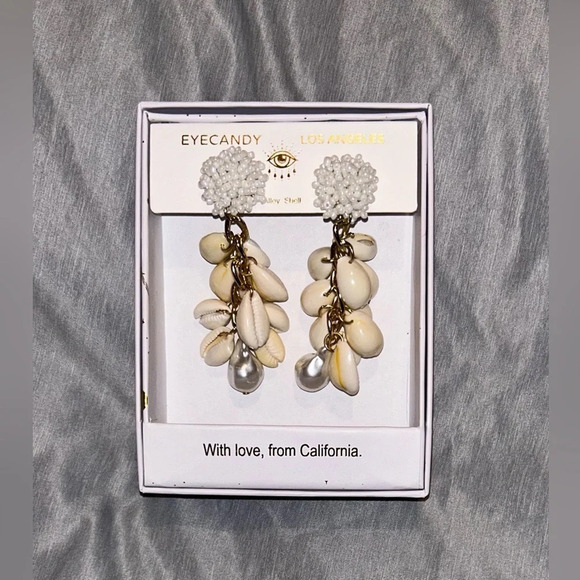 Eye Candy Los Angeles Luxe Collection Alloy Shell Dangly Earings. LUXURY. NWTS! - Picture 2 of 7